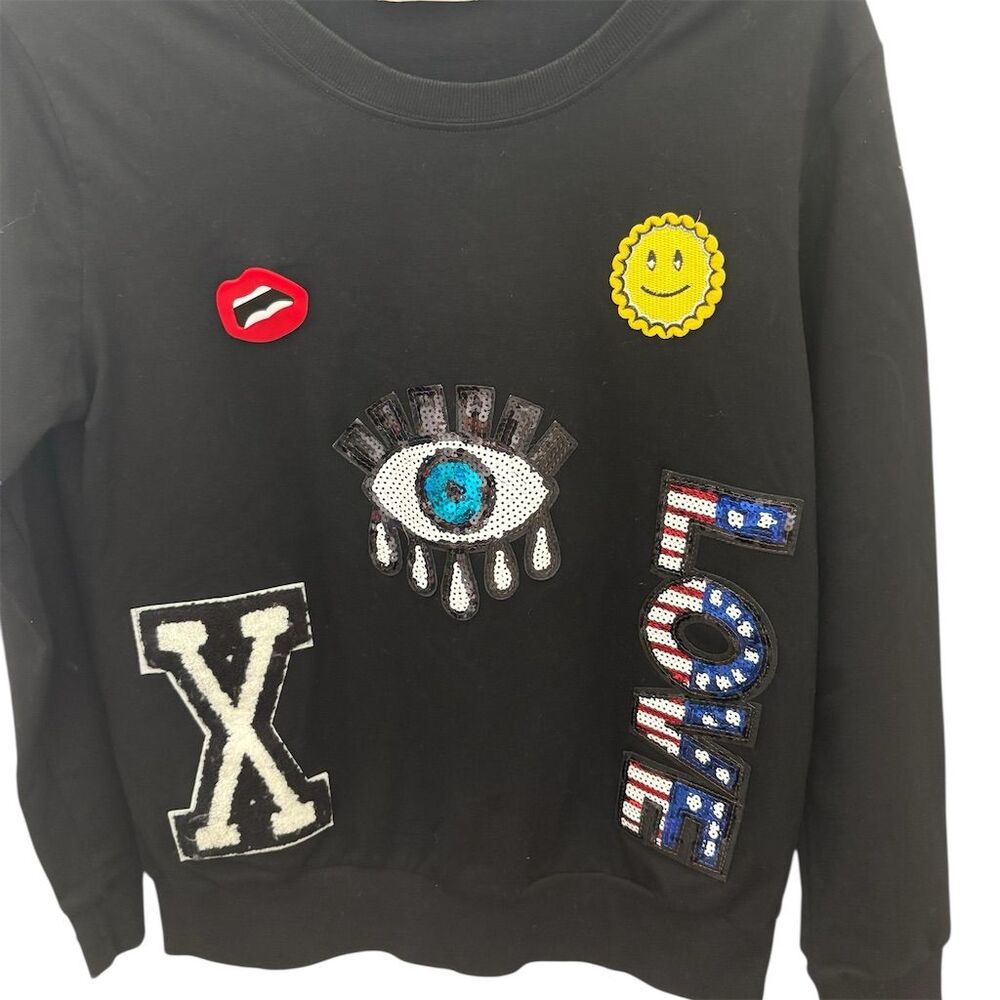 YATIVI vintage BLINg Graphic Sweatshirt Black SmallWhimsy evil Patriotic‎